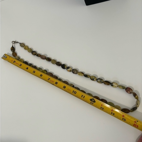 Natural stone agate long necklace sterling silver clasp - Picture 3 of 6